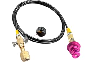 EDSUMEY 60in CGA320 Soda Machine Co2 Adapter Quick Connector Hose,for Co2 Tank Compatible With Soda Machine Terra/Art/Duo/Gaia/E-Terra/E-Duo (with Gauge and bleed valve)