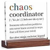 Hiipeenow Thank You Gifts for Women Men, Chaos Coordinator Acrylic Sign 15 * 15 CM Presents, Christmas Valentines Day Appreciation Birthday Gifts for Boss Lady Teacher Nurse Coworker Manager Employee