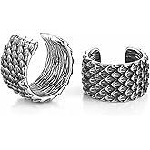 HZMAN Dragon Scale Ear Cuff Earrings for Men Women Retro Gothic Stainless Steel Lightweight No Piercing Clip On Cartilage Earring Jewelry Gift