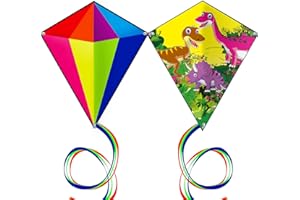 HENGDA KITE Prism Kite Dinosaur Park and Diamond Kite Set,for Kids and Adults,Easy to Fly,Excellent Fabric with Two Sets of Individual Packaging and Accessories,(23x27in)
