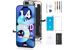 Screen Replacement for iPhone 14 Pro Max 6.7'【OLED, Not LCD】, FHD COF 3D Touch Display Full Repair kit, Digitizer Assembly wi