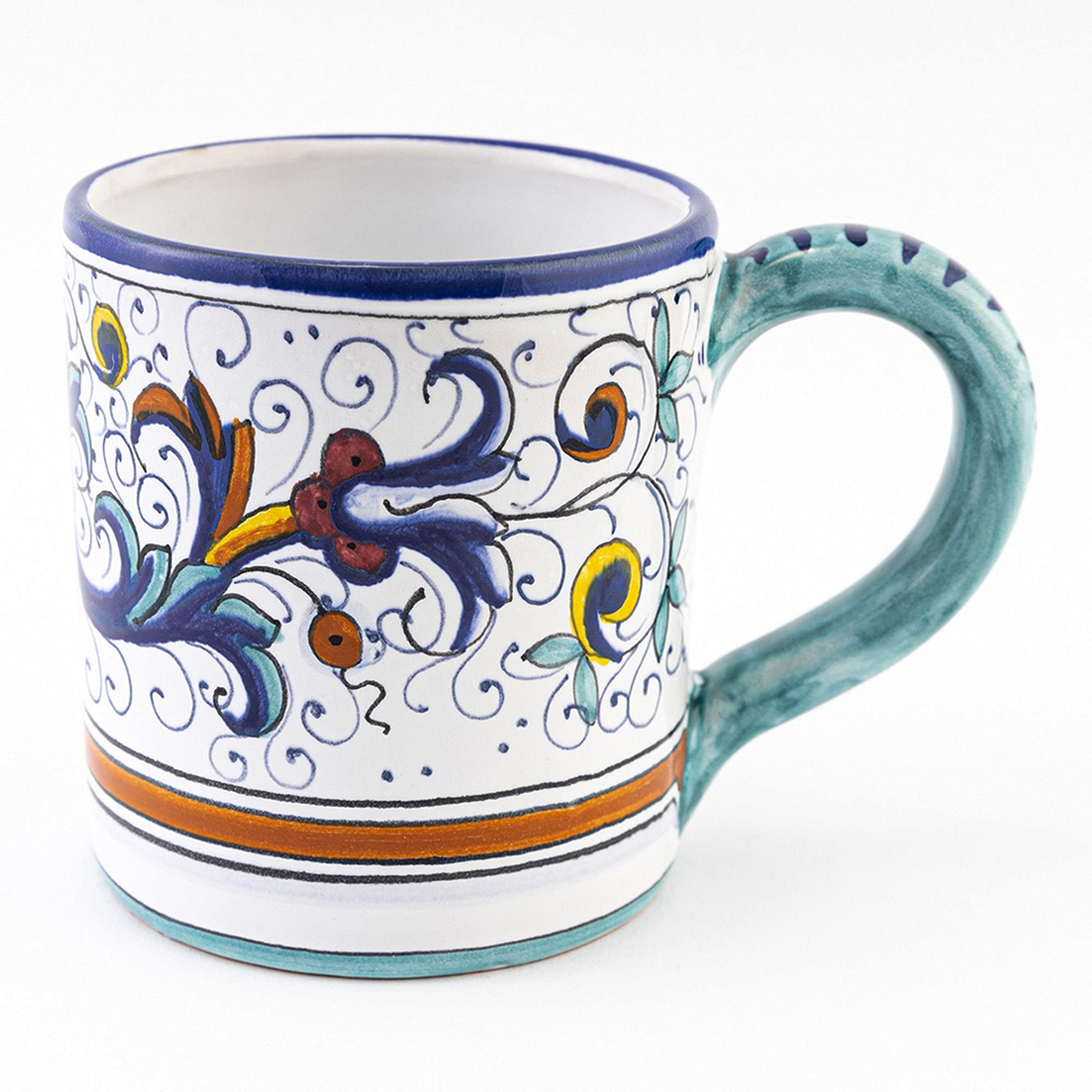 Photo 1 of thatsArte.com Fima Italian Ceramic Mug Ricco Deruta Blu - Hand Made Pottery Coffee Mugs, Deruta Italian Pottery, Painted Mug, Italian Ceramic, Made in Italy, Painted Coffee Mug, Mugs Handmade