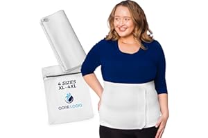 QORE LOGIQ Plus Size Abdominal Binder Post Surgery - C Section Belly Binder, Postpartum Belly Band, Adjustable 12" Compression Wrap for Stomach & Hernia Belt, White 4XL