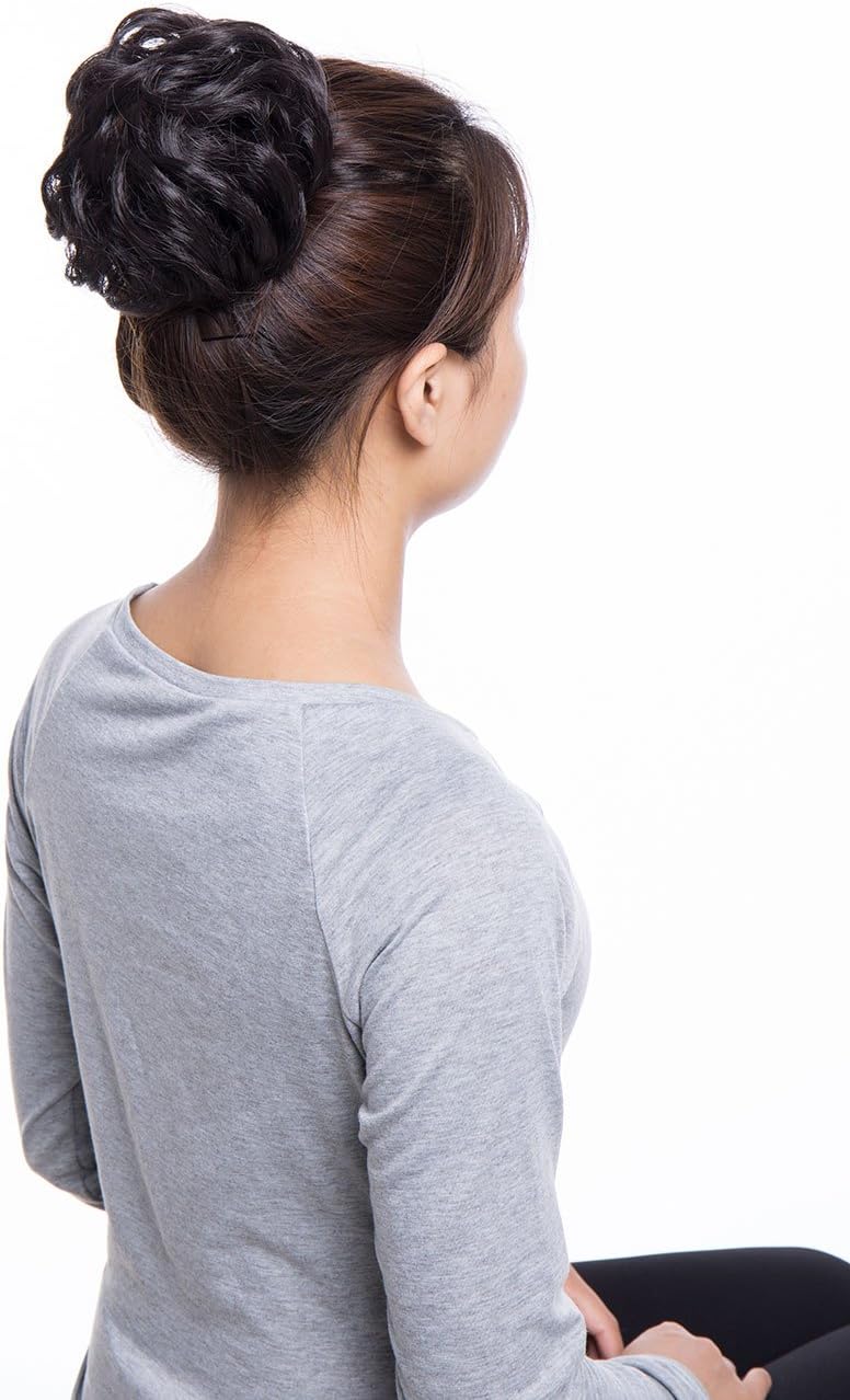 Real Fashion Hair Extensions Hairpiece Hair Rubber Scrunchie Scrunchy Updos VOLUMINOUS Curly Messy Bun Dark Brown - Image 5