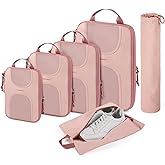 BAGSMART Compression Packing Cubes, 6 Set Packing Cubes for Suitcases, Lightweight Suitcases Organizers Bag Set & Compression Travel Cubes, Travel Essentials Packing Organizers