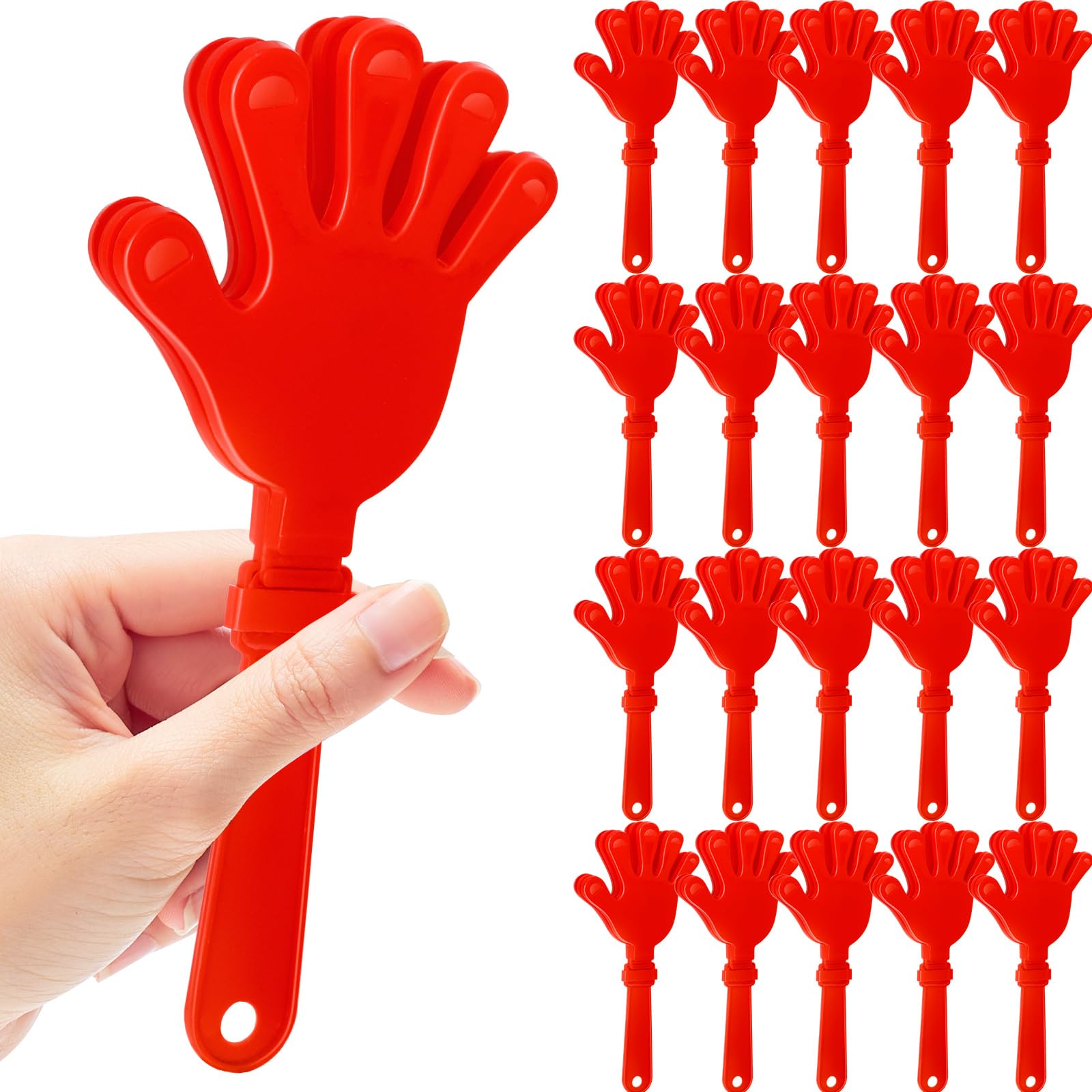 Photo 1 of 20 Pcs Hand Clappers Noisemakers 7.5 Inch Clappers Noisemakers Plastic Hand Clappers for Birthdays Game Football Sporting Events Cheers Supplies Dance Basketball Football Noisemakers(Red)