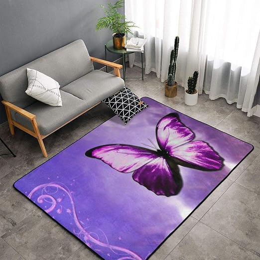 Amazon Com Niyoung Purple Butterfly Art Kitchen Rugs Bedroom Livingroom Sitting Room Rug Floor Pad Rugs Standing Mat Baby Children Play Blanket Spa Bathroom Floor Mats Throw Rug Carpet Garden Outdoor