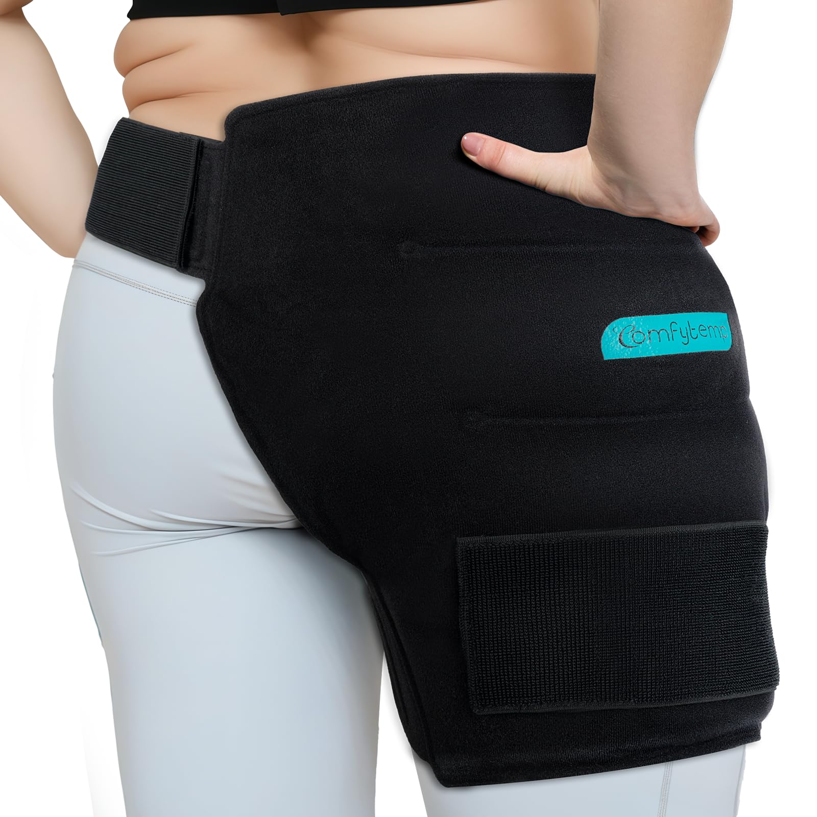 Photo 1 of Comfytemp Large Hip Ice Pack Wrap for Sciatica, Hip Replacement, Reusable Gel Ice Packs for Injuries, Fracture, Pain Relief, Cold Compress Hip Brace Physical Therapy Recovery (L/XL) - Black