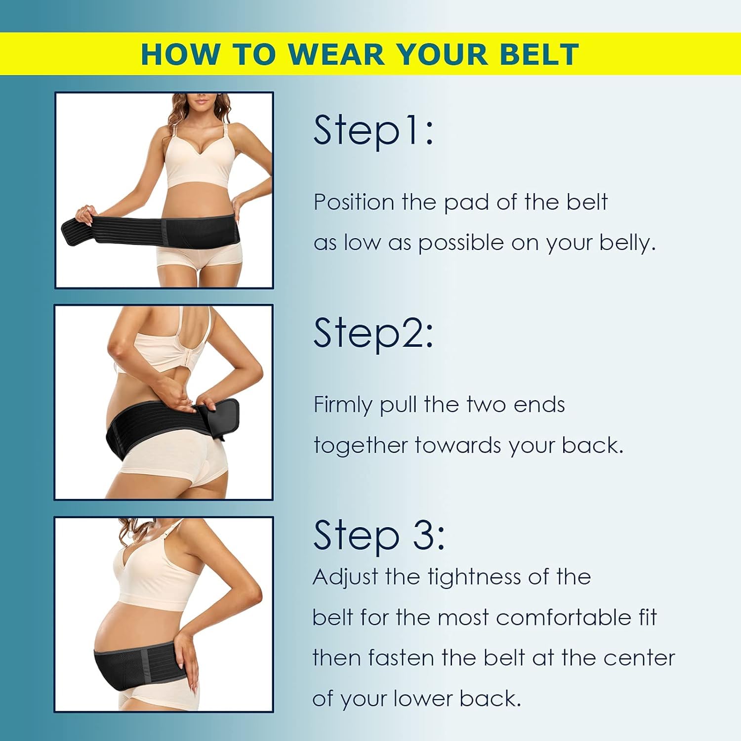 ChongErfei Pregnancy Belly Band Maternity Belt Back Support Abdominal Binder Back Brace - Relieve Back, Pelvic, Hip Pain for Pregnancy Recovery(Black,One Size)
