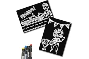 Imagination Starters MiniMat Coloring Kits- 4 count chalkboard crayons, small travel size chalkboards for coloring, travel set, no dust, reusable, coloring flash card (Race Day)
