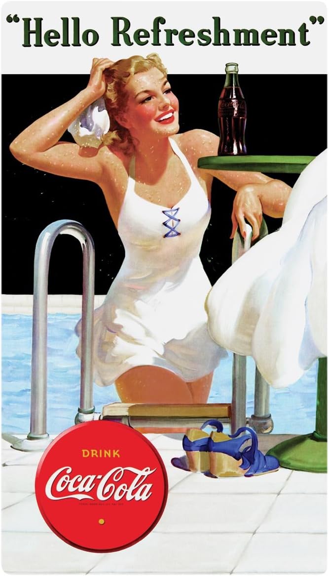 Coca-Cola Hello Swimming Beauty Tin Fridge Magnet