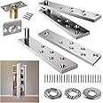 Hidden Door Hinge Pivot Hardware 360 Degree Rotation Murphy Bookcase, Heavy Duty Hinge Kit for Max 300 lbs, Secret Door Hinges (Silver)