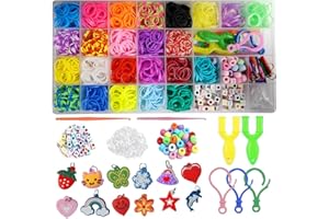 YIN AISIKE Bands for Bracelets 24 Different Sparkly Colors Bracelet Making Kit Rubber Band Loom with Accessories for Girls, DIY Bands Refill Set Birthday Gift Craft Kits…