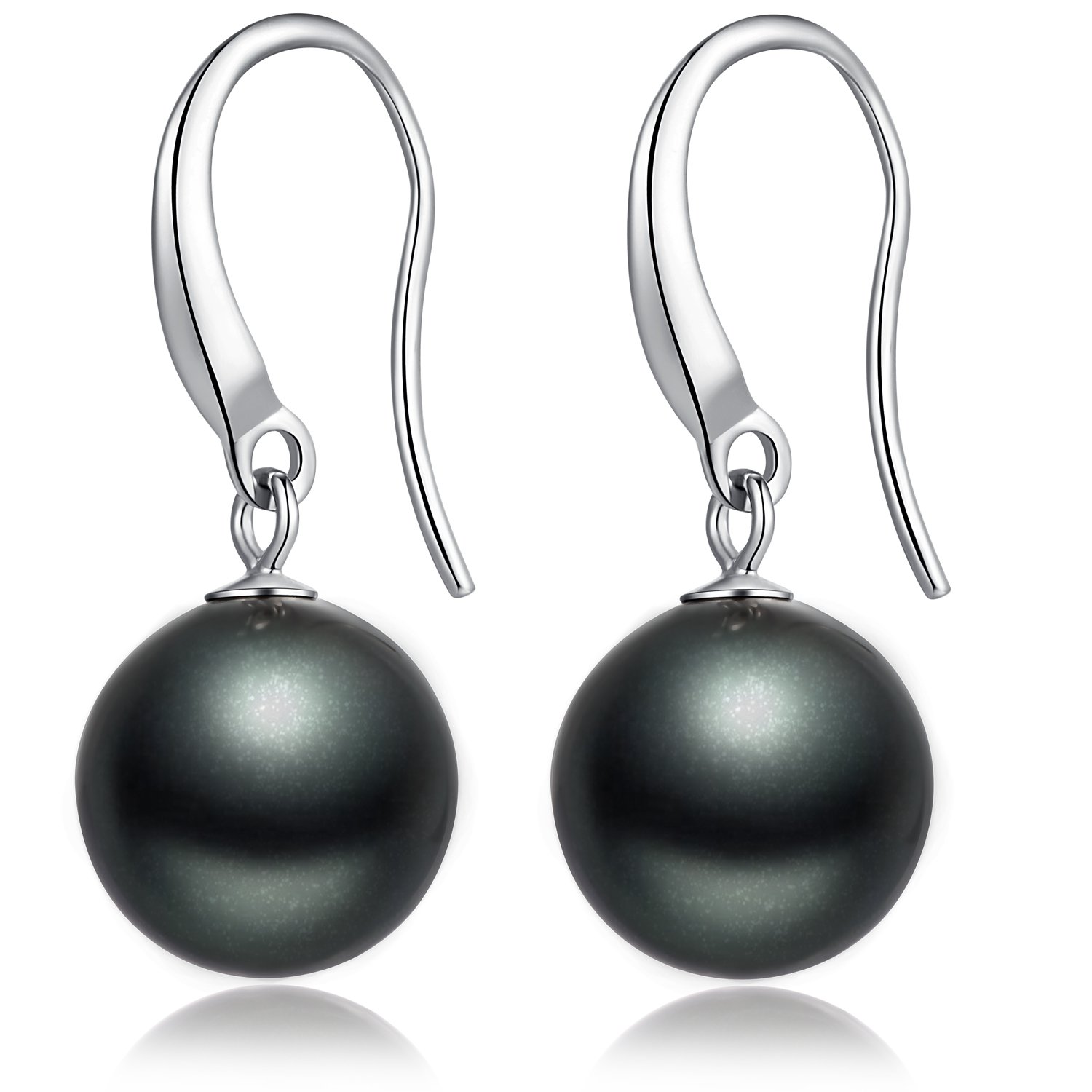 Black Pearl Earrings Black Pearl Earrings for Women Black Pearl Dangle Drop Earrings Sterling Silver Black Faux Pearl Earrings Unique Black Pearl Drop Earrings Leverback Pearl Earrings