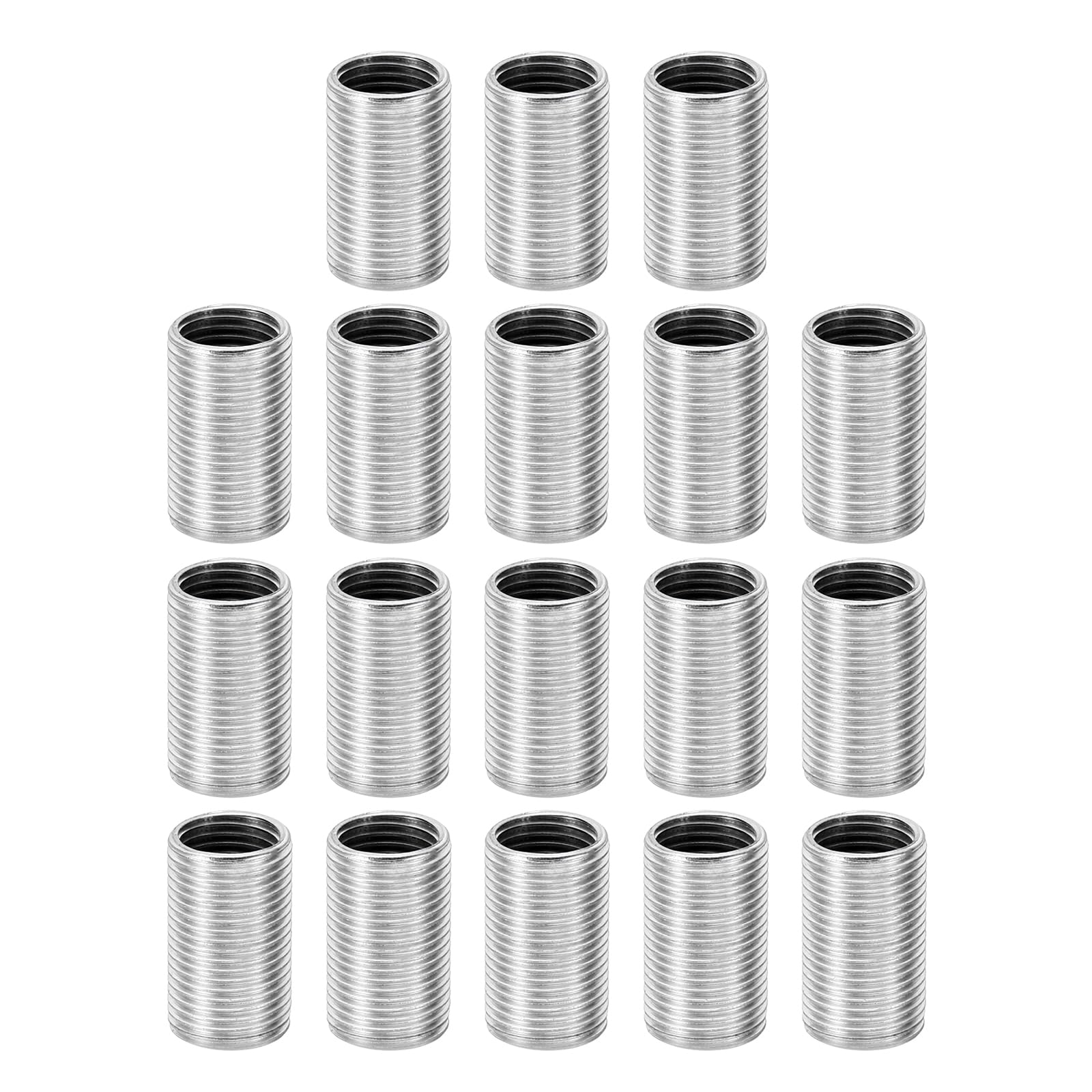 PATIKIL M12xM10x20mm Metal Threaded Repair Insert Nut, 18Pcs Male to Female Fine Thread Sleeve Inserts Reducing Nut Adapter Reducer Screw Sleeves, White Zinc