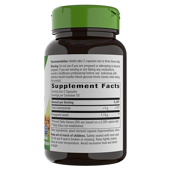 NATURE’S WAY FENUGREEK SEED, 610MG 100 CAPSULES