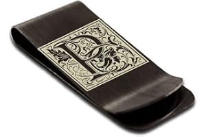 FLAMEREFLECTION Stainless Steel Money Clip For Men Dad Boy Friend Father Floral Initial Letter Box Monogram Wallet Cash Card Holder
