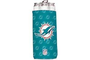 Bud Light & NFL Licensed Miami Dolphins Premium Insulated Neoprene Slim Can Koozy Cover/Cooler Sleeve - Easy On Gameday Foldable Beverage Apparel for 12 Ounce Seltzer Cans, 2 Pack: 2 Sided Design