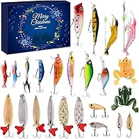 Advent Calendar Fishing Christmas Countdown - 24 Days Fishing Lures Set for Men, Teen Boys - 2025 Xmas Gift, Bass Trout Fishi