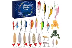 Advent Calendar Fishing Christmas Countdown - 24 Days Fishing Lures Set for Men, Teen Boys - 2025 Xmas Gift, Bass Trout Fishi