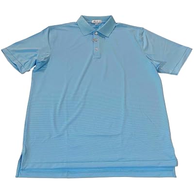 PETER MILLAR Men&amp;#39;s Halford Stripe Stretch Jersey Polo WKnit Collar Grotto Blue