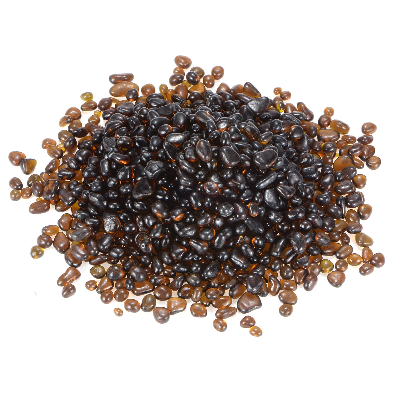 M METERXITY High Luster Round Fire Glass Beads, Glass Gems, Glass Pebbles, Glass Marbles for Vases/Fire Pit/Crafts/Aquarium/Garden Decorations 6-9mm, 900g/1.98-Pound [Brown]