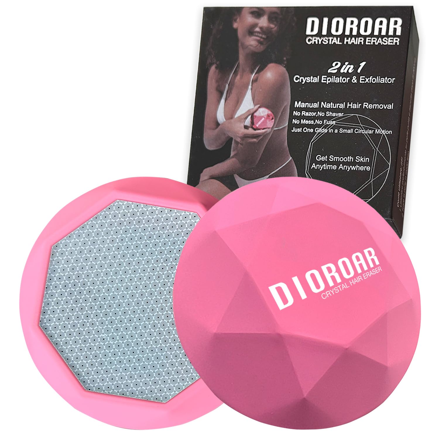 DIOROAR Crystal Hair Eraser for Women,Upgraded Painless Crystal Hair Remover Diamond,Effective Nano Glass Hair Removal Stone Exfoliation without Shaver,Natural Epilator for Silky Skin(Rose Pink)