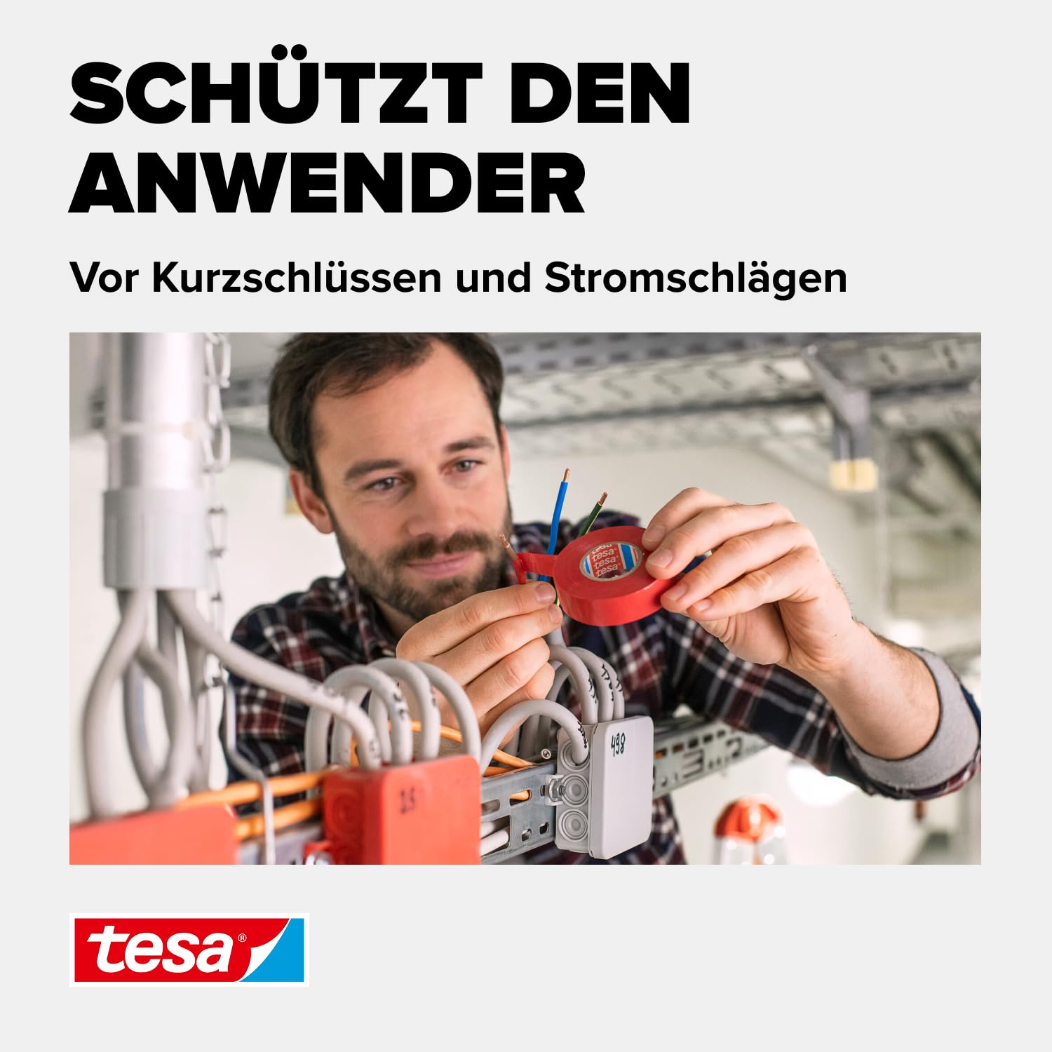 tesa Isolierband - Selbstklebendes Isolierband, hitzebeständig - Zum Isolieren, Reparieren und Bündeln - 10 m - Weiß 5