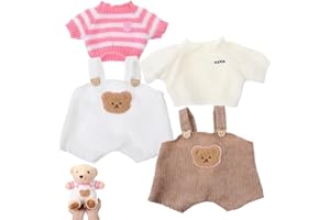 HEMOTON 2 Sets Stuffed Animal Clothes for Bears Plush Doll Dress Up Accessories with Suspender Pants Sweater