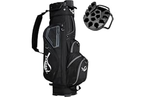 Anncord Golf Cart Bag with 14 Way Organizer Divider Top, Full Length Dividers, Golf Bag for Men Women with Handles and Rain Cover (Black)
