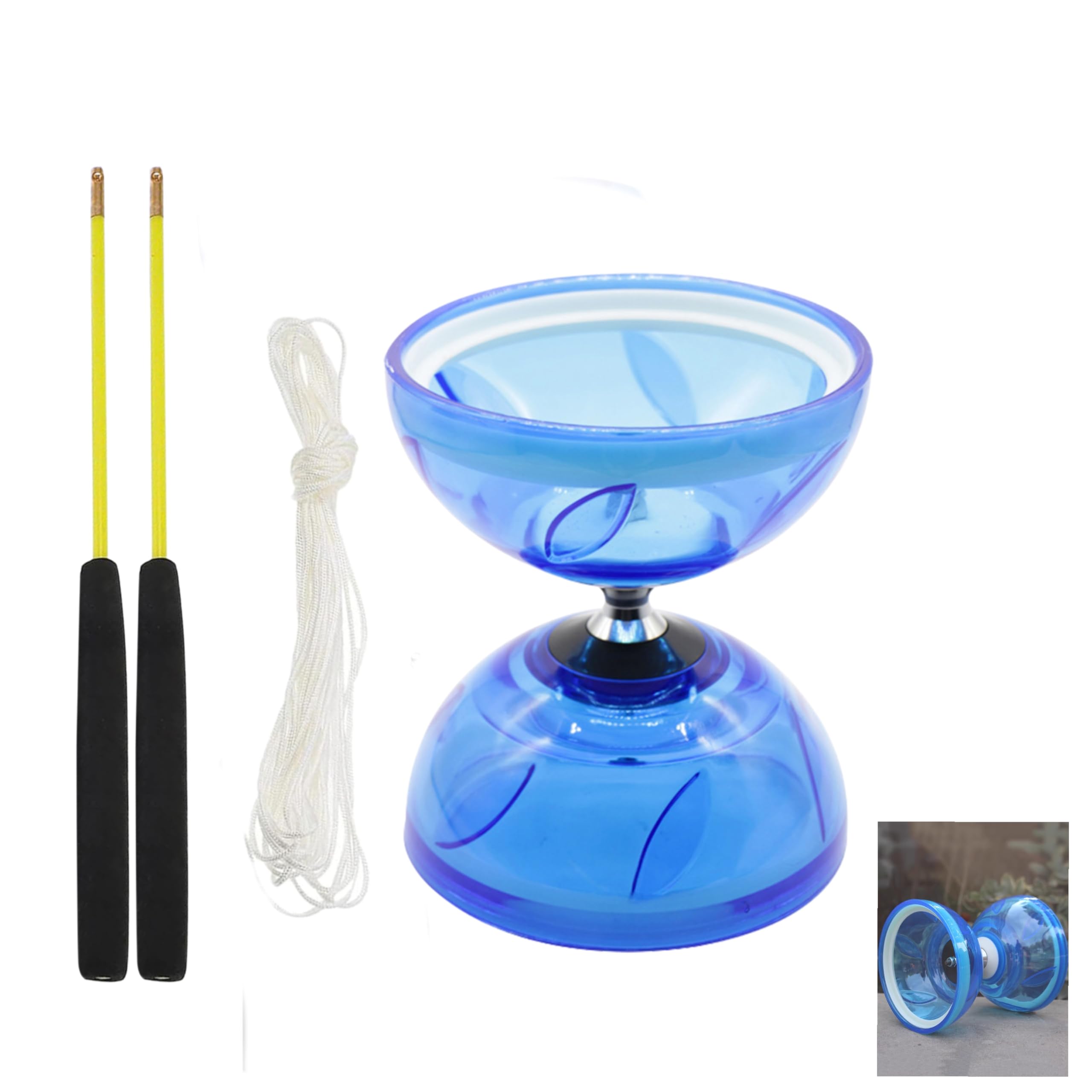 MSPEBEC Diabolo Juggling Game with 12cm Diabolo, 2 Sticks & 10m String - Perfect Outdoor Game for Kids & Adults
