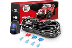 Nilight - 10013W NI -WA 07 LED Light Bar Wiring Harness Kit SASQUATCH LIGHTS 12V 5Pin Rocker Laser On off Waterproof Switch Power Relay Blade Fuse-2 Lead,2 Years Warranty