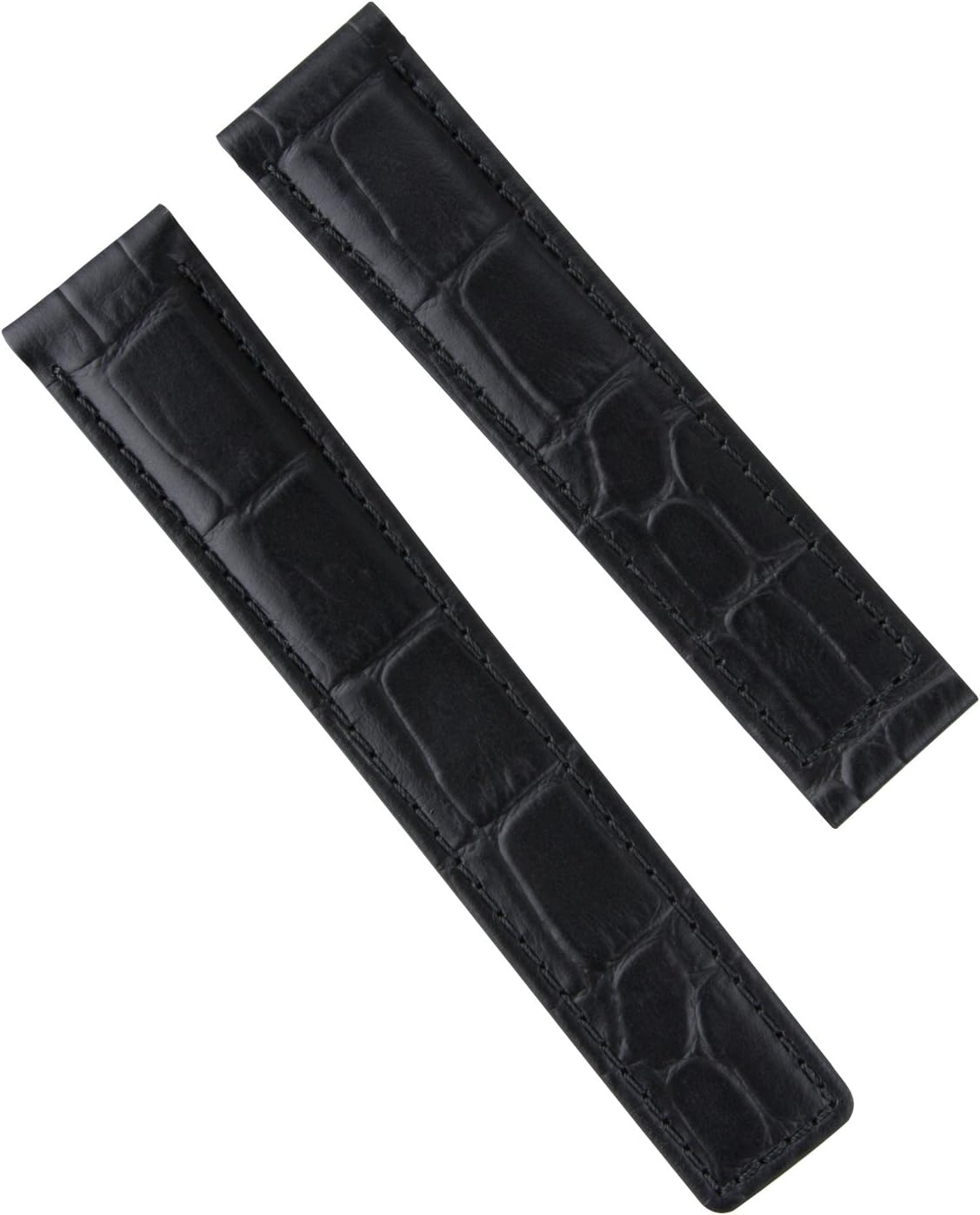 Genuine Leather Watch Strap, Black Alligator Grain, for TAG Heuer, 19/18 mm