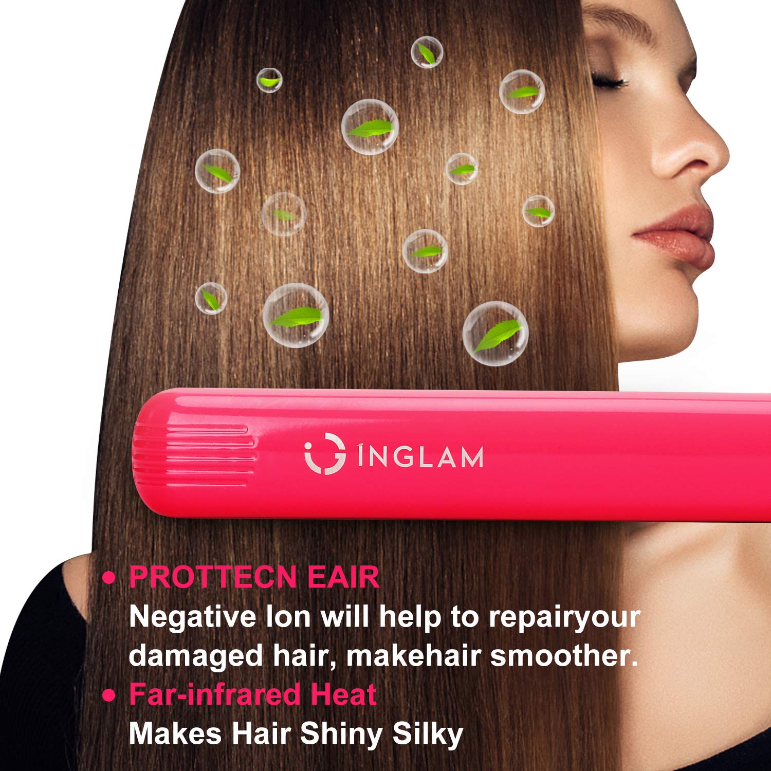 2 in 1 Hair Straightener and Curling Iron, Anti-Static Ceramic Tourmaline Ionic Flat Iron with Adjustable Temp, Dual Voltage, 3D Floating Plates, Instant Heat Up, Auto Shut off, Pink : Beauty