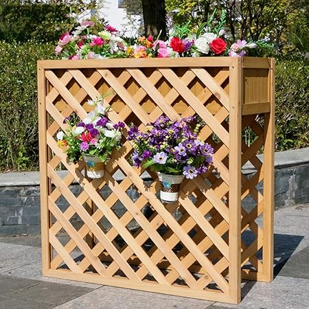 Zengai Gartenzaun Sichtschutz Gitterblumenstander Holzzaun Garten Terrasse Innen Blumentrog Blumentopfhalter Dekoration 2 Farben Color Orange Size 90x35 5x90cm Amazon De Garten