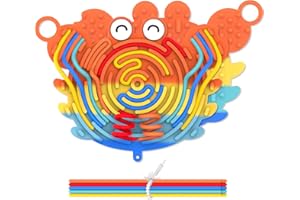 SIFONOL Silicone Sensory Activity Board,Double-Sided Busy Board for Fine Motor Skill,Fidget Toy for Calming, Stress, Anxiety, ADHD , Autism , Silent, No Mess , Kids 3+ & Adults(Crab,Colorful)
