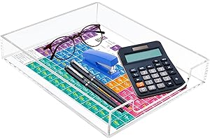 Tasybox Acrylic Letter Tray Paper Organizer, Clear Desk Organizer Tray Stackable Desk Accessories Tray for School Home Office Supplies
