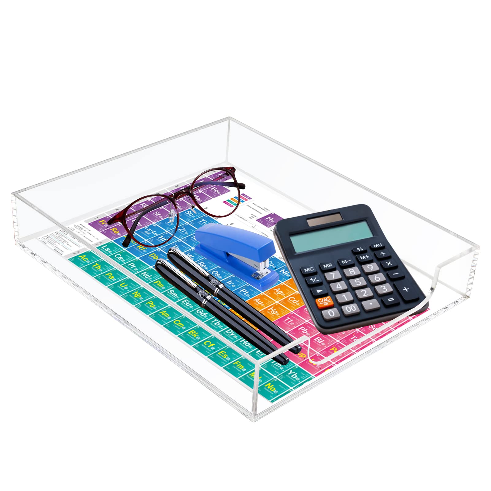Photo 1 of Tasybox Acrylic Letter Paper Organizer, Clear Desk Organizer Tray Stackable Desk Accessories Tray for School Home Office Supplies