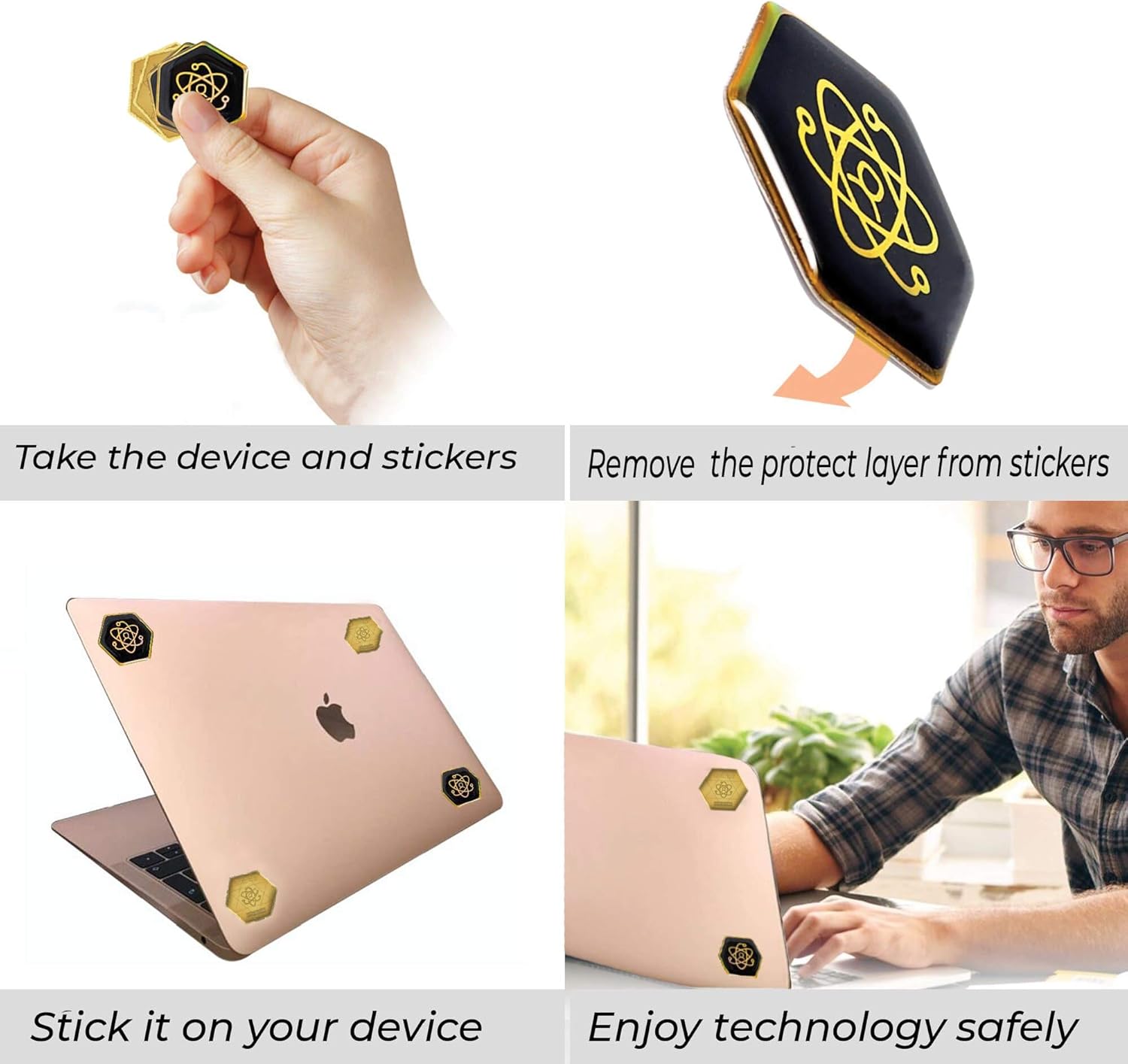 EMF&5G Blocker 6+1 pcs for Mobile Phones 2021 Latest Model – EMF Protection Cell Phone Stickers - 24K Gold EMF Pro Neutralizer - 5G Mobile Phone Protector - Anti-Radiation 7 Shilds for All Devices