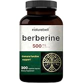 NatureBell Berberine 500mg - 300 Capsules - 97% Pure Berberine HCl - 5:1 Root Extract of Berberis Aristata - Antioxidant, Alkaloid &amp; Adaptogenic Support*