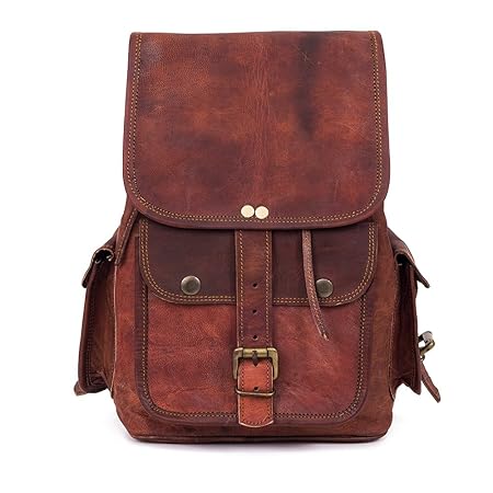 Goatter Girls Leather Brown College Backpack