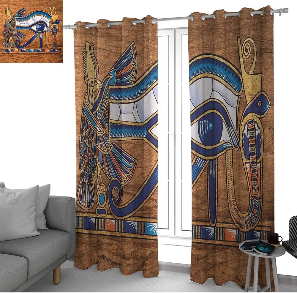 NUOMANAN Curtains Egyptian,Egyptian Ancient Art Papyrus Depicting Eye Mosaic Style Design,Navy