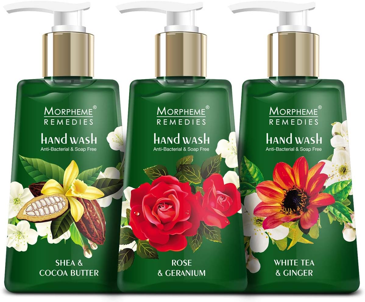 - Morpheme Remedies Hand Wash White Tea & Ginger + Shea & Cocoa Butter + Rose & Geranium (250ml Each)