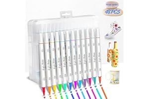 TOMMAX Acrylic Paint Marker Pens 48pcs, Dual Tip Pens With soft Tip and Hard Tip, Fine Point Acrylic Paint Markers for Wood, Canvas, Stone, Rock Painting, Glass, Ceramic Surfaces, DIY
