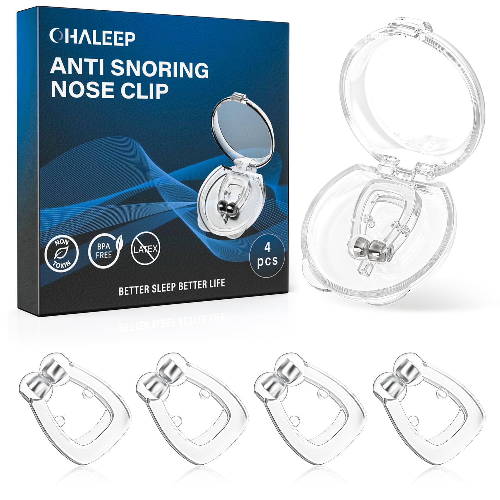 Photo 1 of OHALEEP Anti Snoring Devices, Snore Stopper with Adjustable Magnet, Silicone Nose Clip Stop Snoring, Effective to Relieve Snoring, Snoring Solution for Comfortable and Quieter Sleep, Clear, M