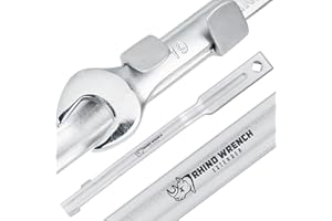 ELEON Rhino Wrench Extender Tool Bar - Extra-Long 15 Inch Wrench Extension for Maximum Leverage - Torque Multiplier with Non-Slip Gloves and Garage Hook - Solid Steel Tools for Mechanics and DIYers