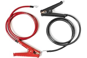 Spartan Power 2 AWG 2 Foot Alligator Clamp Battery Cable Set with 5/16" Ring Terminals