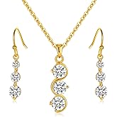 ZHUWE Bridesmaid Jewelry Set Gift for Women 18K Gold or Rose Gold or Silver Plated Necklace Earring Set for Wedding