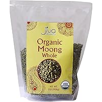 Jiva Organics Organic Mung Beans Whole 2 LB Bag - Green Moong Bean - Perfect for Cooking & Sprouting
