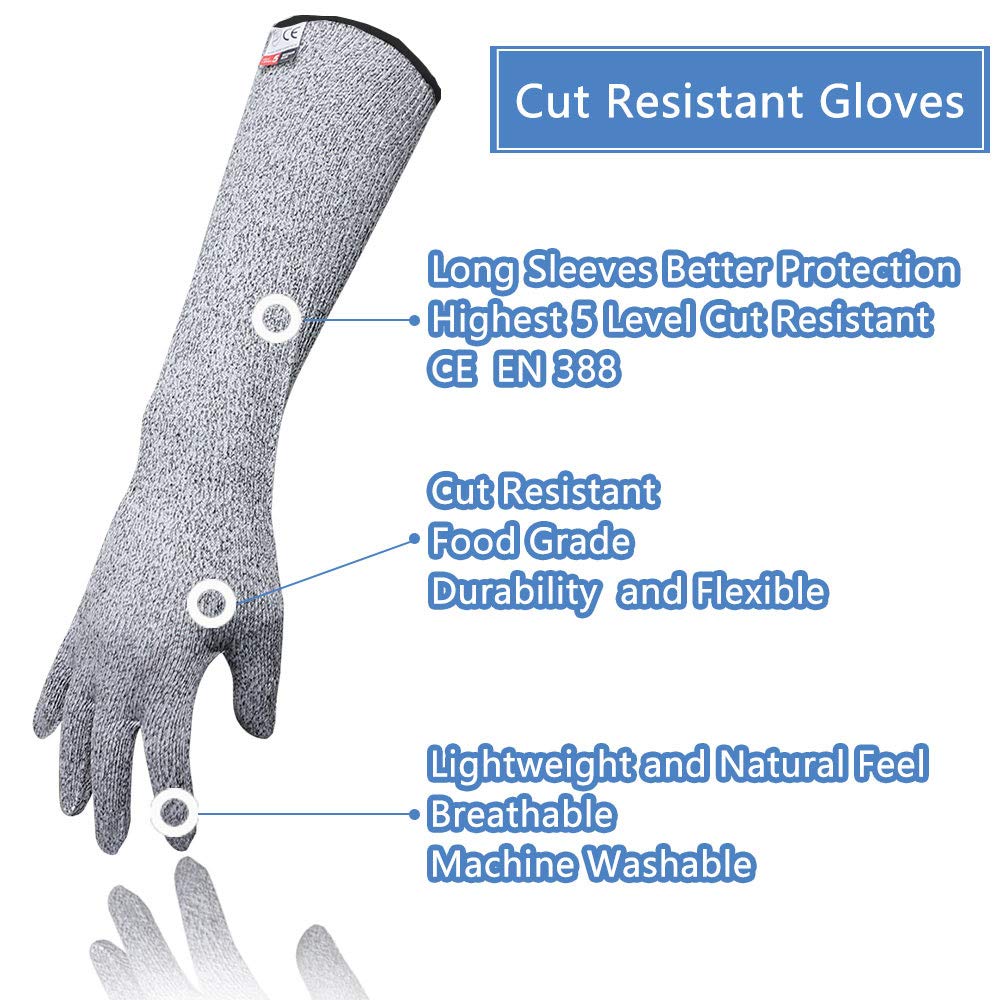 GRSTREE Cut Resistant Gloves long sleeves Stainless Steel Wire,High Performance Level 5 Anti Cut Sleeve,Hand Wrist Forearm Protectors - Image 3